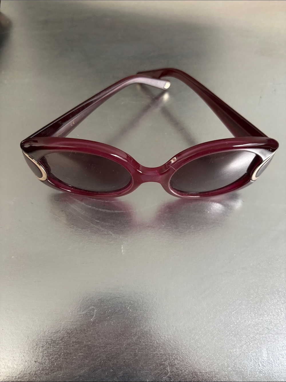 Salvatore Ferragamo Women's Oval Sunglasses - Burgundy Frame with Silver Accents